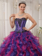 Multi-color Ball Gown Sweetheart Floor-length Organza Appliques Quinceanera Dress