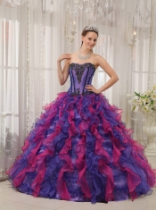 Multi-color Ball Gown Sweetheart Floor-length Organza Appliques Quinceanera Dress