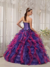 Multi-color Ball Gown Sweetheart Floor-length Organza Appliques Quinceanera Dress