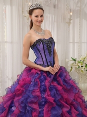 Multi-color Ball Gown Sweetheart Floor-length Organza Appliques Quinceanera Dress