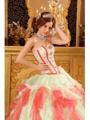 Multi-Color Ball Gown Sweetheart Floor-length Organza Appliques Quinceanera Dress