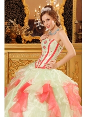 Multi-Color Ball Gown Sweetheart Floor-length Organza Appliques Quinceanera Dress