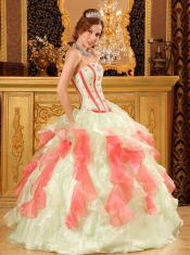 Multi-Color Ball Gown Sweetheart Floor-length Organza Appliques Quinceanera Dress