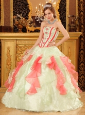 Multi-Color Ball Gown Sweetheart Floor-length Organza Appliques Quinceanera Dress