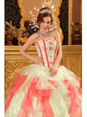 Multi-Color Ball Gown Sweetheart Floor-length Organza Appliques Quinceanera Dress