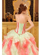 Multi-Color Ball Gown Sweetheart Floor-length Organza Appliques Quinceanera Dress