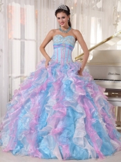 Multi-color Ball Gown Sweetheart Floor-length Organza Appliques Quinceanera Dress