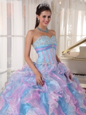Multi-color Ball Gown Sweetheart Floor-length Organza Appliques Quinceanera Dress