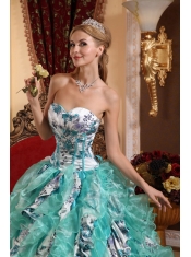 Beautiful Multi-color Sweetheart Quinceanera Dress Lace up Back with Printing Ruffles