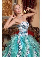 Beautiful Multi-color Sweetheart Quinceanera Dress Lace up Back with Printing Ruffles