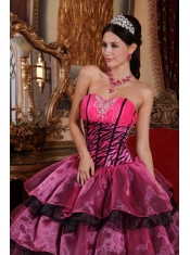 Multi-color Ball Gown Sweetheart Floor-length Organza Ruffles Quinceanera Dress