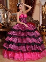 Multi-color Ball Gown Sweetheart Floor-length Organza Ruffles Quinceanera Dress