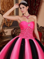 Multi-color Ball Gown Sweetheart Floor-length Tulle Beading Quinceanera Dress