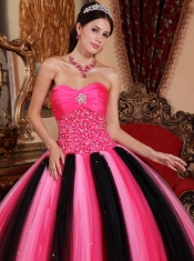 Multi-color Ball Gown Sweetheart Floor-length Tulle Beading Quinceanera Dress