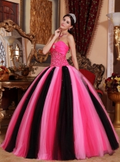 Multi-color Ball Gown Sweetheart Floor-length Tulle Beading Quinceanera Dress