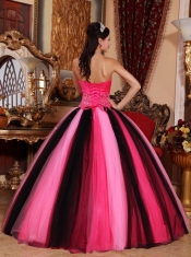 Multi-color Ball Gown Sweetheart Floor-length Tulle Beading Quinceanera Dress