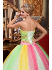 Multi-color Ball Gown Sweetheart Floor-length Tulle Beading Quinceanera Dress