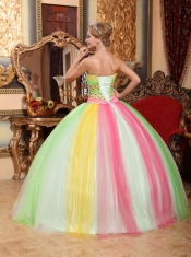 Multi-color Ball Gown Sweetheart Floor-length Tulle Beading Quinceanera Dress
