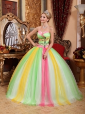 Multi-color Ball Gown Sweetheart Floor-length Tulle Beading Quinceanera Dress
