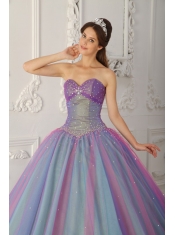 Multi-color Ball Gown Sweetheart Floor-length Tulle Beading  Quinceanera Dress