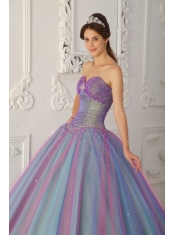 Multi-color Ball Gown Sweetheart Floor-length Tulle Beading  Quinceanera Dress