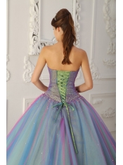 Multi-color Ball Gown Sweetheart Floor-length Tulle Beading  Quinceanera Dress