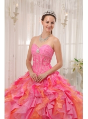 Multi-colored Ball Gown Sweetheart Floor-length Organza Appliques Quinceanera Dress