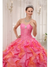 Multi-colored Ball Gown Sweetheart Floor-length Organza Appliques Quinceanera Dress