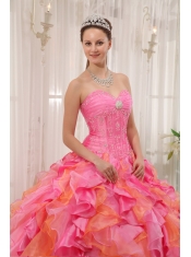 Multi-colored Ball Gown Sweetheart Floor-length Organza Appliques Quinceanera Dress