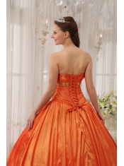Orange Ball Gown Strapless Floor-length Taffeta Ruffles Quinceanera Dress