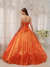 Orange Ball Gown Strapless Floor-length Taffeta Ruffles Quinceanera Dress