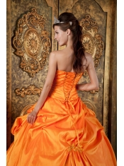 Orange Ball Gown Sweetheart Floor-length Taffeta Appliques Quinceanera Dress