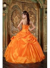 Orange Ball Gown Sweetheart Floor-length Taffeta Appliques Quinceanera Dress