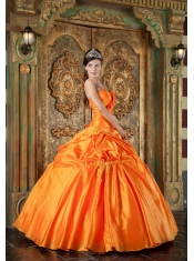 Orange Ball Gown Sweetheart Floor-length Taffeta Appliques Quinceanera Dress