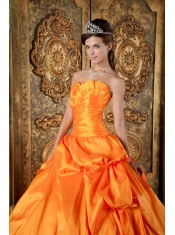 Orange Ball Gown Sweetheart Floor-length Taffeta Appliques Quinceanera Dress