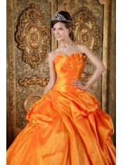 Orange Ball Gown Sweetheart Floor-length Taffeta Appliques Quinceanera Dress