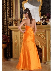 Orange Mermaid Sweetheart Floor-length Beading Taffeta Prom / Pageant Dress