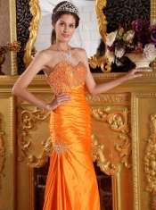 Orange Mermaid Sweetheart Floor-length Beading Taffeta Prom / Pageant Dress