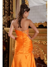 Orange Mermaid Sweetheart Floor-length Beading Taffeta Prom / Pageant Dress