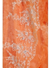 Orange Red Ball Gown Sweetheart Floor-length Organza Beading Quinceanera Dress
