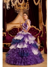 Perfect A-line / Princess One Shoulder Floor-length Ruffles Quinceanera Dress