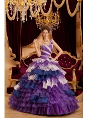 Perfect A-line / Princess One Shoulder Floor-length Ruffles Quinceanera Dress