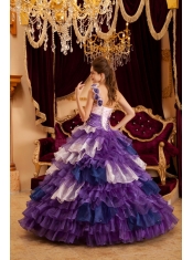 Perfect A-line / Princess One Shoulder Floor-length Ruffles Quinceanera Dress