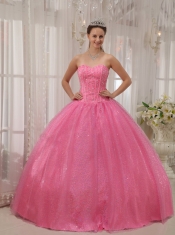 Pink Ball Gown Sweetheart Floor-length Beading Quinceanera Dress