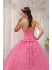 Pink Ball Gown Sweetheart Floor-length Beading Quinceanera Dress