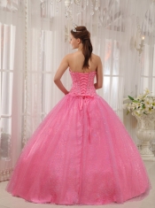 Pink Ball Gown Sweetheart Floor-length Beading Quinceanera Dress