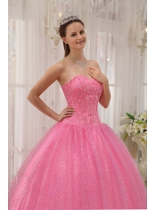 Pink Ball Gown Sweetheart Floor-length Beading Quinceanera Dress