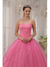 Pink Ball Gown Sweetheart Floor-length Beading Quinceanera Dress