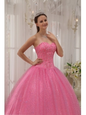 Pink Ball Gown Sweetheart Floor-length Beading Quinceanera Dress