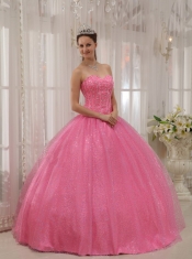 Pink Ball Gown Sweetheart Floor-length Beading Quinceanera Dress